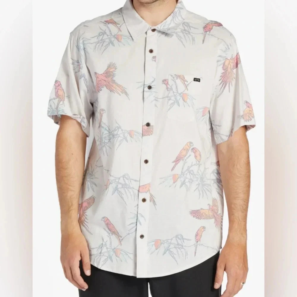 New Billabong Sundays Short Sleeve Short Parrots Size Large